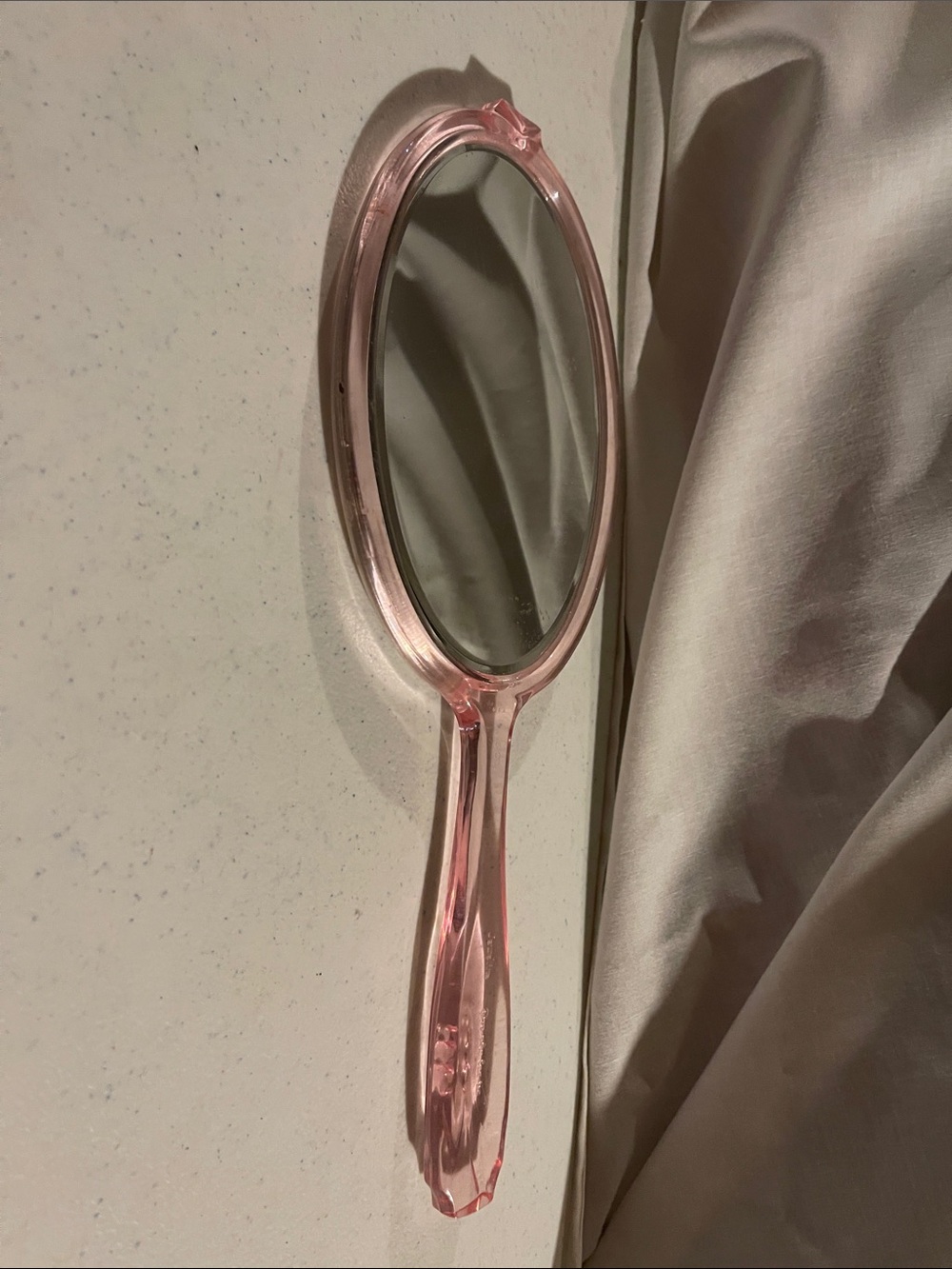 Vintage Pink Handheld Vanity Mirror